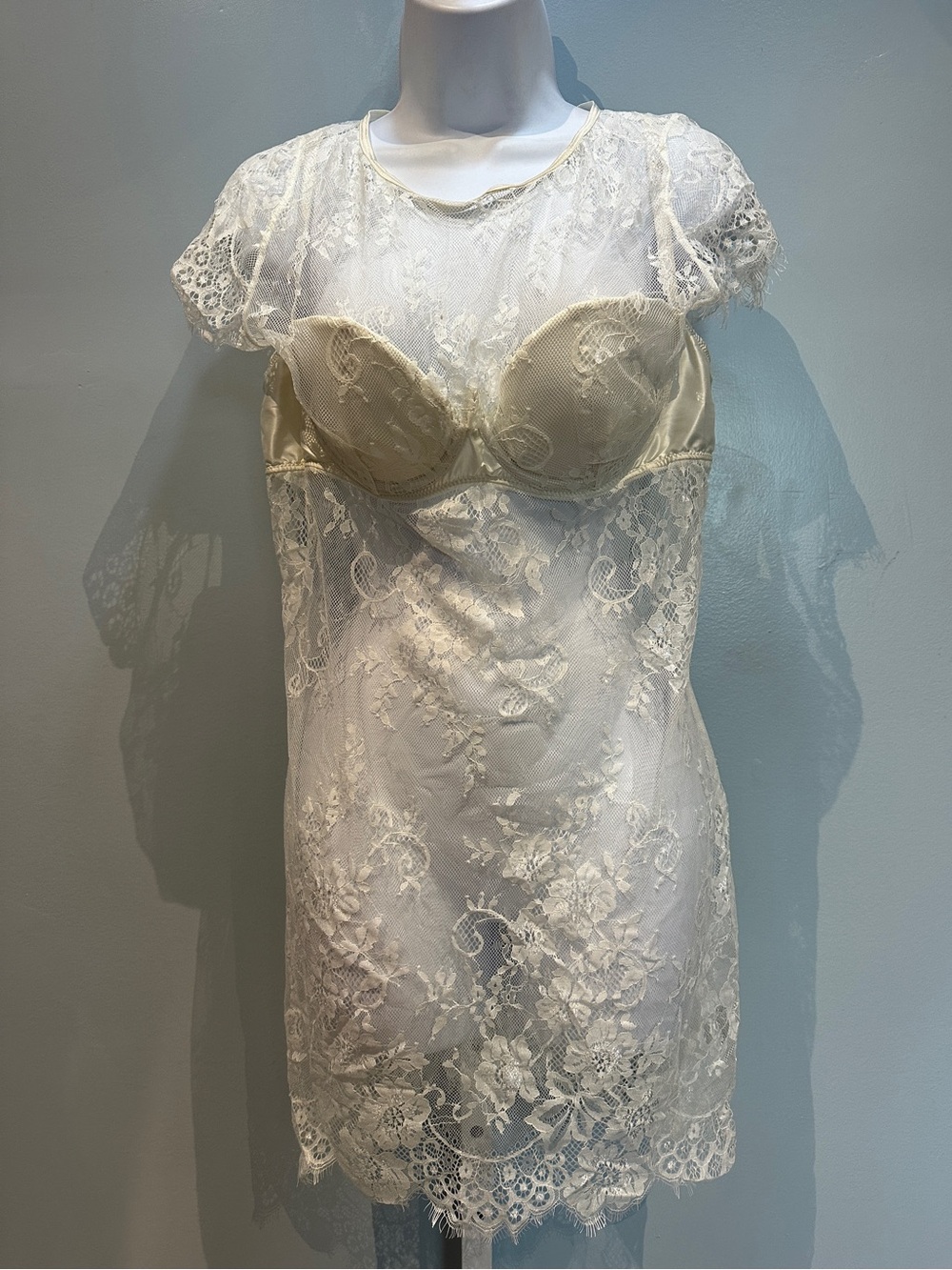 Oh La La Cheri Paris Whisper White Eyelash Lace Babydoll Dress NWOT Size 1X